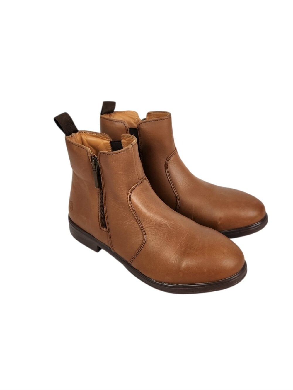 Xena Omega Tan Leather Steel Toe Resistant Sole Work Ankle Boots Womens Size 8